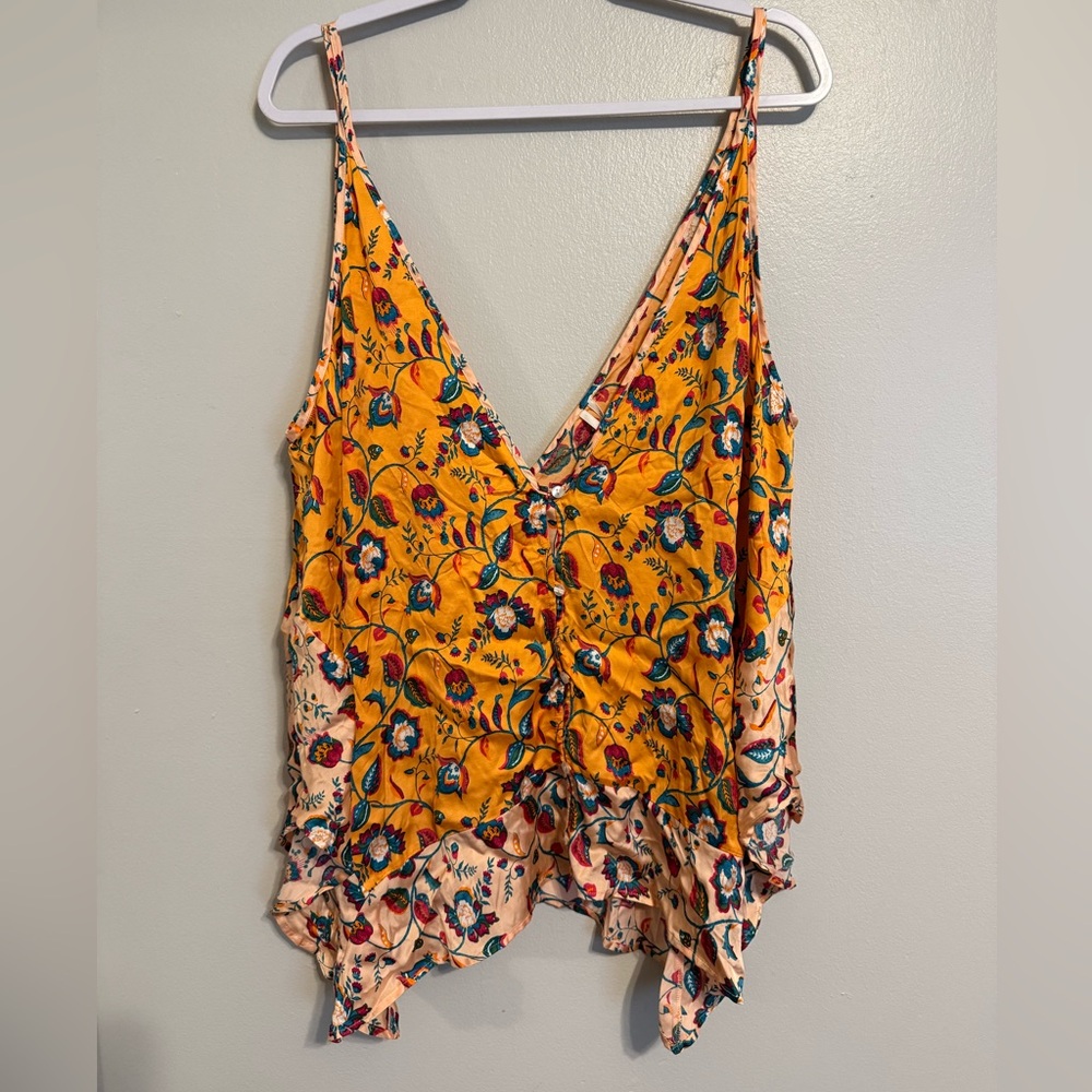 *** Anthropologie Yellow and Cream Floral Camisole